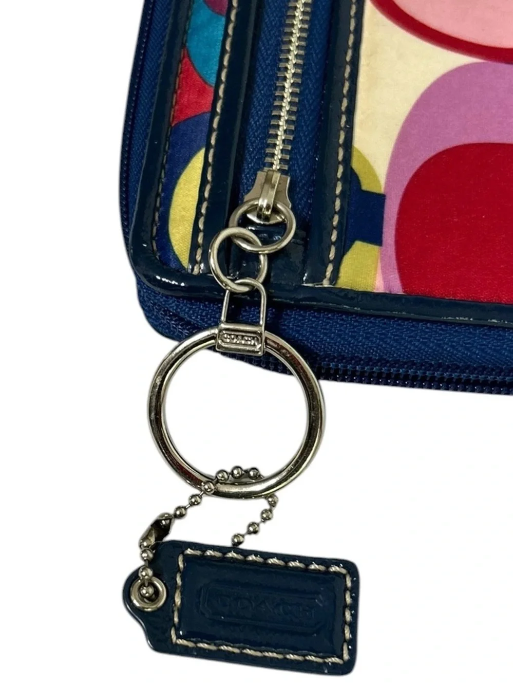 Coach Wristlet Wallet Multicolor Rainbow Small Patent Leather Pouch Clutch